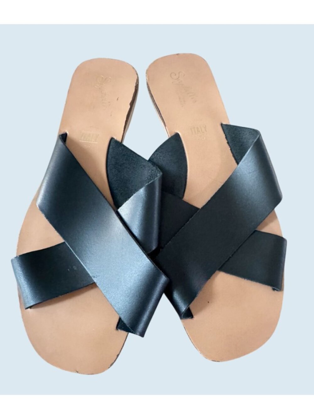 SEYCHELLES Total Relaxation Black Criss Cross Slide Sandals Size 10 - Picture 2 of 8